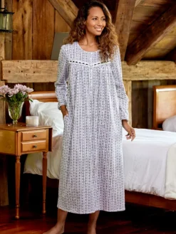 Lanz Vintage Heart Cotton Knit Nightgown