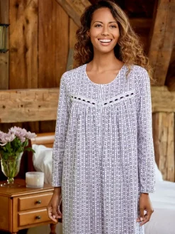 Lanz Vintage Heart Cotton Knit Nightgown