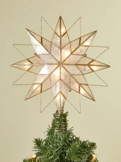 Lighted Capiz Star Christmas Tree Topper