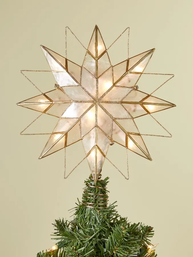 Lighted Capiz Star Christmas Tree Topper