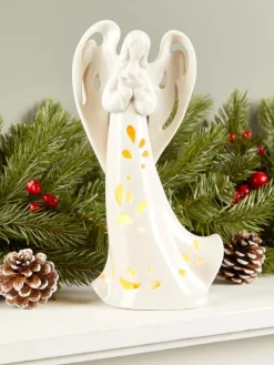 Lighted Ceramic Christmas Angel