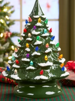 Lighted Ceramic Christmas Tree, 3 Colors