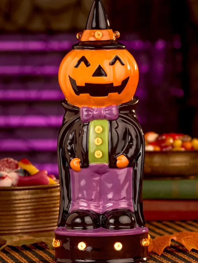Lighted Ceramic Count Jack-o'-Lantern Halloween Figurine