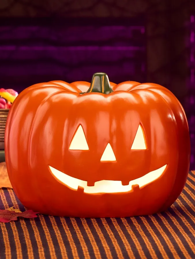 Lighted Halloween Jack-o'-Lantern Ceramic Decoration