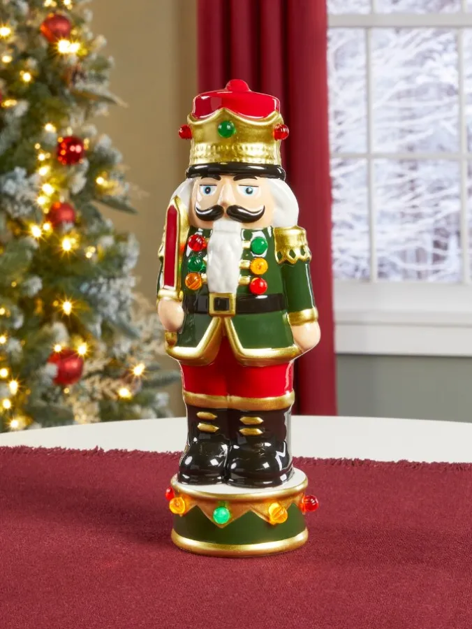 Lighted 8 Inch Ceramic Nutcracker