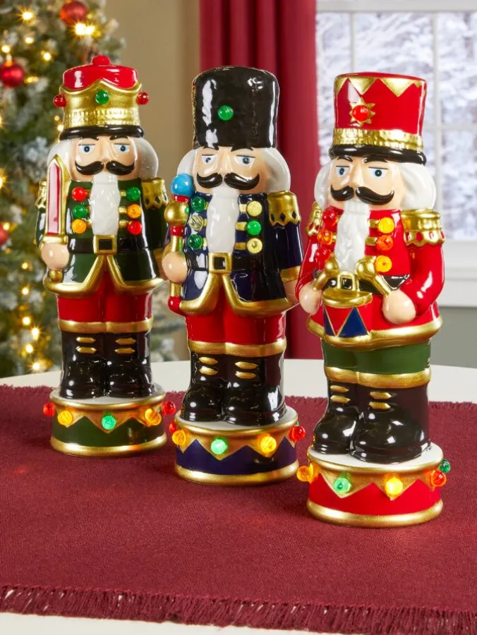 Lighted 8 Inch Ceramic Nutcracker