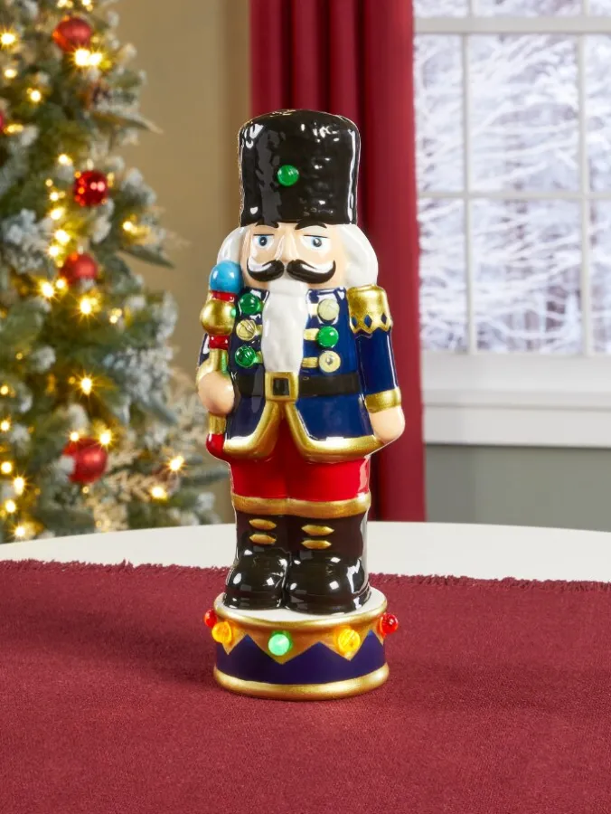 Lighted 8 Inch Ceramic Nutcracker