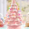 Lighted 12 Inch Pink Ceramic Holiday Tree