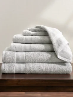 Light Gray Cotton and Viscose Bamboo Six-Piece Towel Set