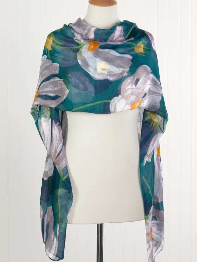 Lightweight Floral Print Fashion Scarf