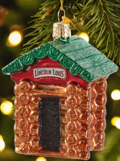 Lincoln Logs Blown-Glass Christmas Ornament