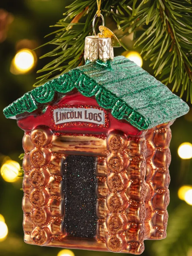 Lincoln Logs Blown-Glass Christmas Ornament