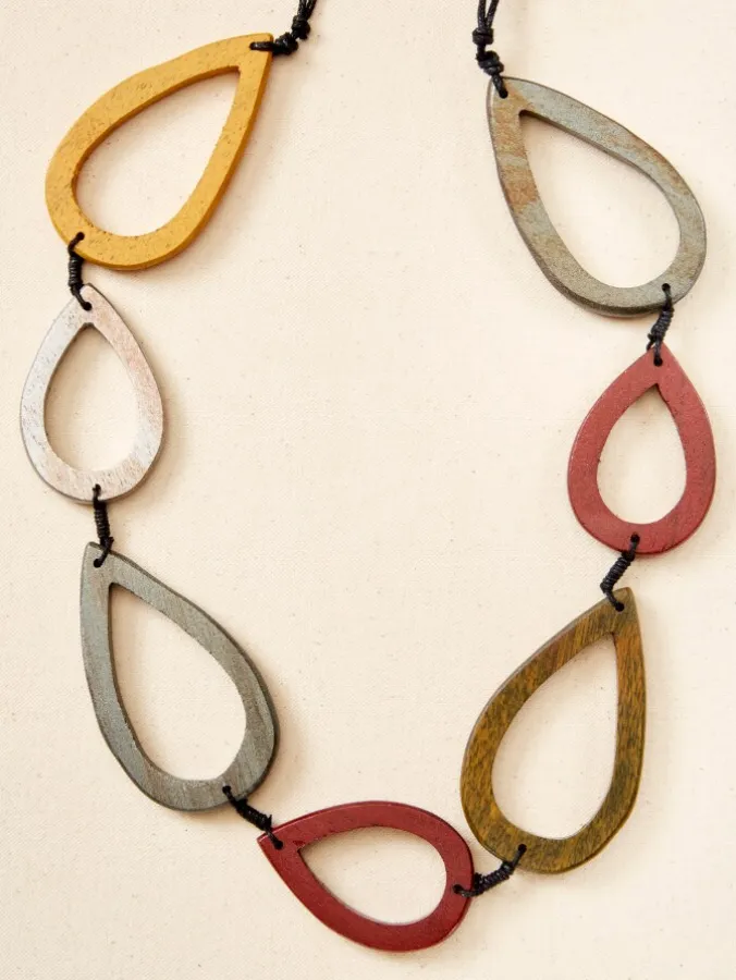 Linking Teardrop Adjustable Corded Necklace