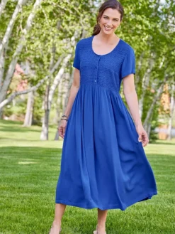 Lovely Lattice Gauze Midi Dress