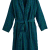 Men's Black Watch Plaid Cotton Seersucker Wrap Robe