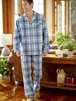 Men's Button-Front Portuguese Cotton Flannel Pajama Set