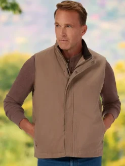 Men's Canvas Vest With Microfleece Lining
