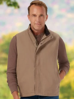 Men's Canvas Vest With Microfleece Lining