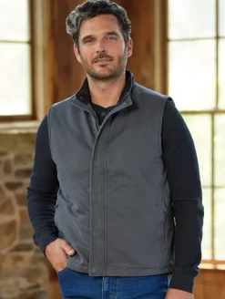 Men's Canvas Vest With Microfleece Lining