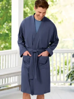 Men's Comfort Knit Cotton Wrap Robe