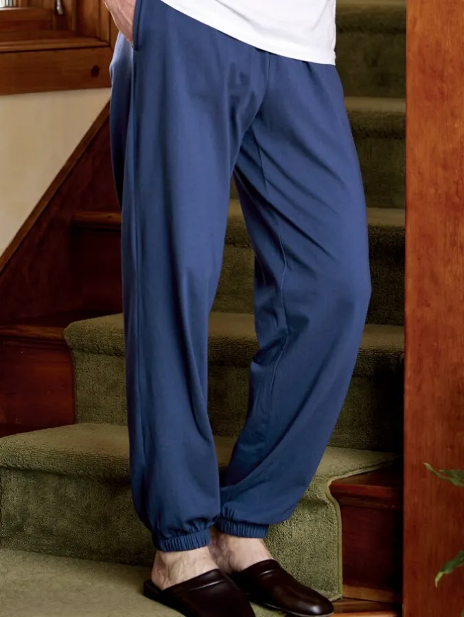 Men's Comfort Knit Elastic-Leg Cotton Pajama Pants