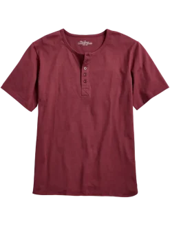 Men's Comfort Knit Henley Short-Sleeve Cotton Sleep T-Shirt