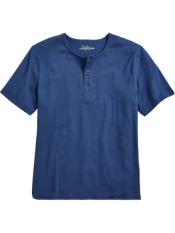 Men's Comfort Knit Henley Short-Sleeve Cotton Sleep T-Shirt