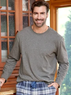 Men's Comfort Knit Long-Sleeve Sleep T-Shirt