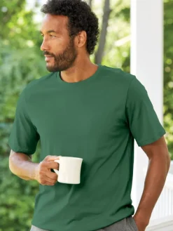 Men's Comfort Knit Short-Sleeve Cotton Crewneck Sleep T-Shirt