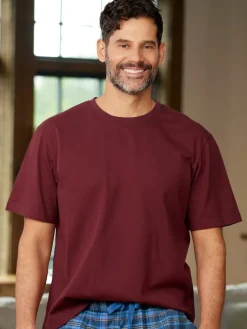 Men's Comfort Knit Short-Sleeve Cotton Crewneck Sleep T-Shirt