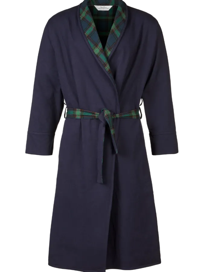 Men's Flannel-Lined Jersey Knit Wrap Robe