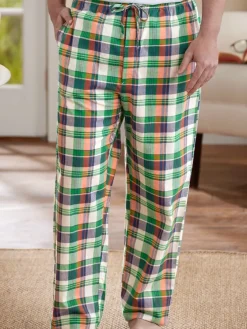 Men's Green Madras Plaid Cotton Pajama Pants