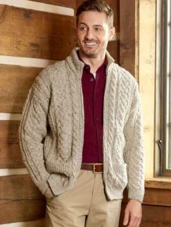 Men's Irish Wool Zip-Front Cardigan