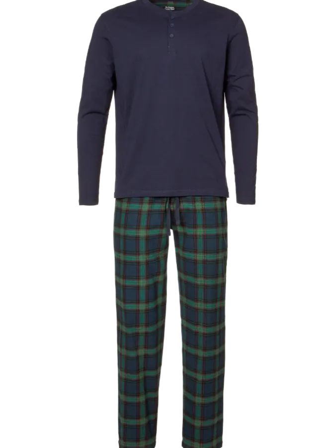 Men's Jersey Knit Henley and Flannel Pajama Pant Set
