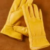 Men's Lined Deerskin Leather Driving Gloves, Tan