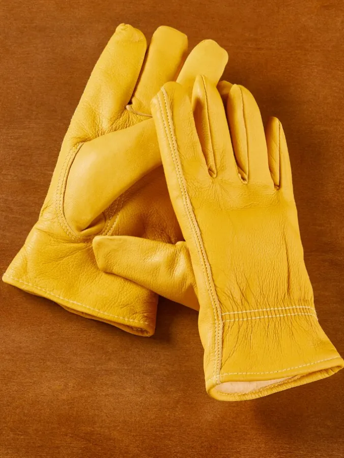 Men's Lined Deerskin Leather Driving Gloves, Tan