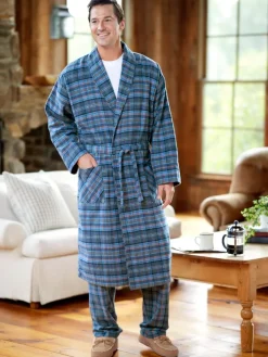 Men's Orton Plaid Portuguese Flannel Wrap Robe