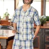 Men's Plaid Cotton Seersucker Short Pajamas