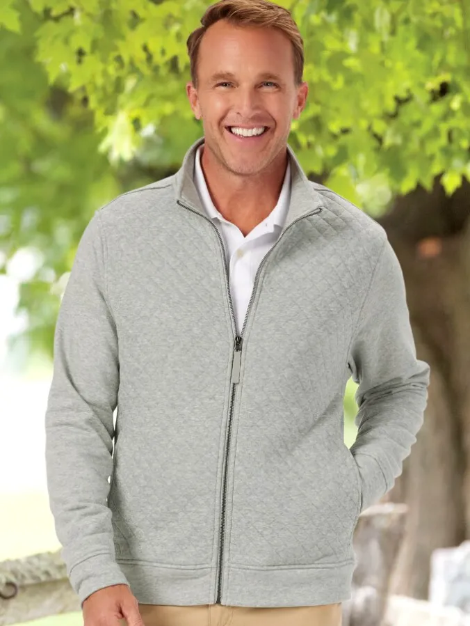 Men's Quilted Cotton Zip-Up Sweatshirt Jacket