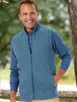Men's Quilted Cotton Zip-Up Sweatshirt Vest