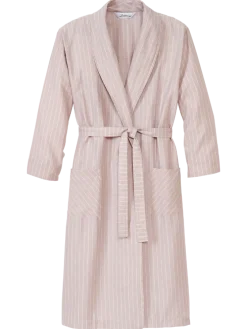Men's Striped Yarn-Dyed Cotton Shawl-Collar Robe