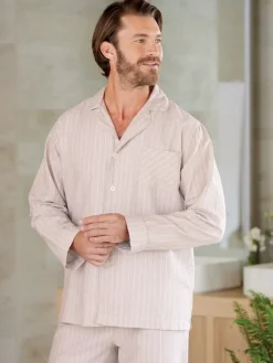 Men's Striped Yarn-Dyed Cotton Long-Sleeve Pajamas