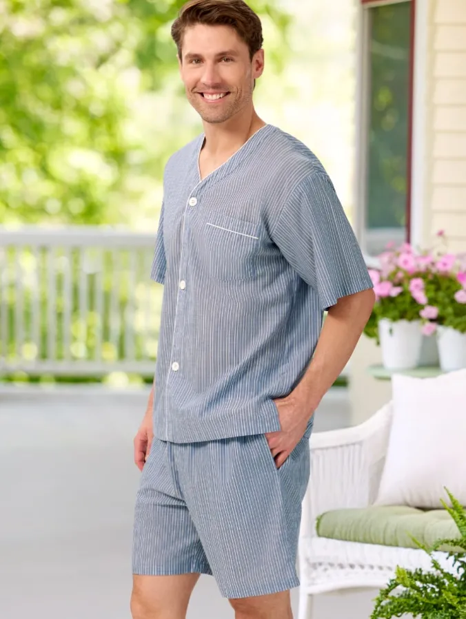 Men's Ultra-Light Cotton Voile Short Pajama Set