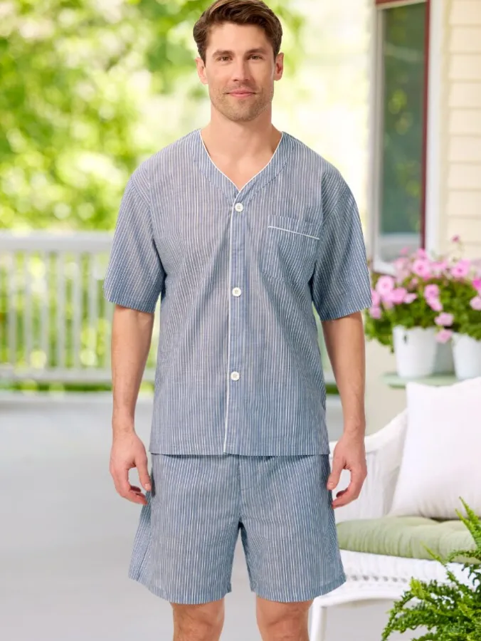 Men's Ultra-Light Cotton Voile Short Pajama Set