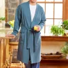 Men's Waffle-Weave Cotton Knit Robe