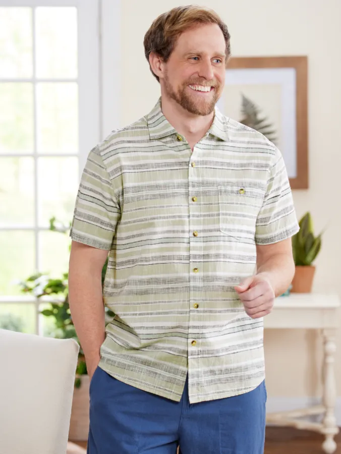 Men's Weekender Short-Sleeve Striped Cotton Shirt