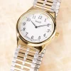 Men's Wind-Up Watch With Two-Tone Stretch Band
