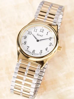 Men's Wind-Up Watch With Two-Tone Stretch Band