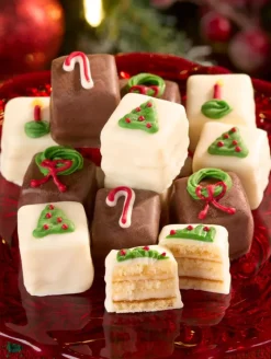 Merry Christmas Petit Fours, 12 Mini Layer Cakes