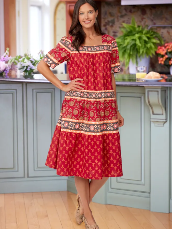 Mid-Calf Cotton Muumuu With Pockets